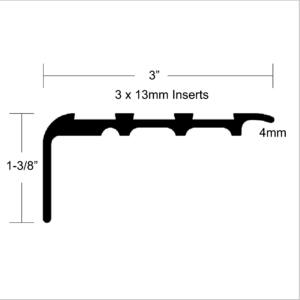 LVT 618 - 8MM LVT STAIR NOSING WITH EXTENDED LIP Diagram