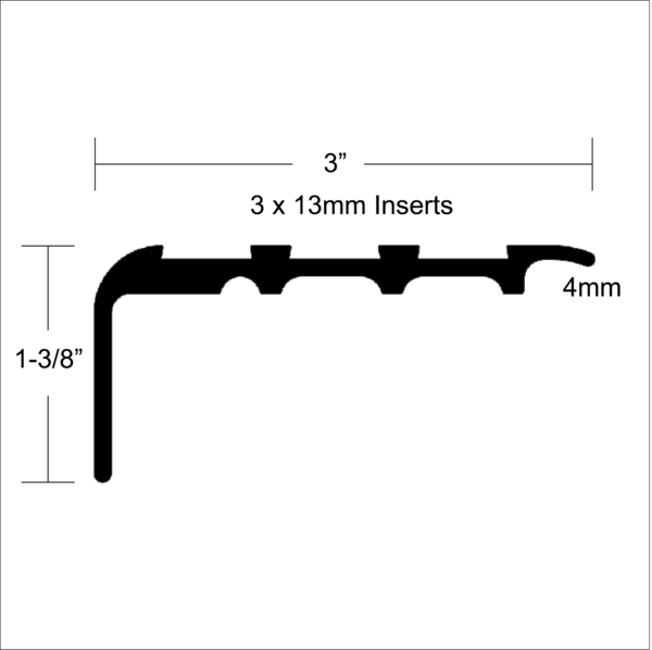 LVT 618 - 8MM LVT STAIR NOSING WITH EXTENDED LIP Diagram