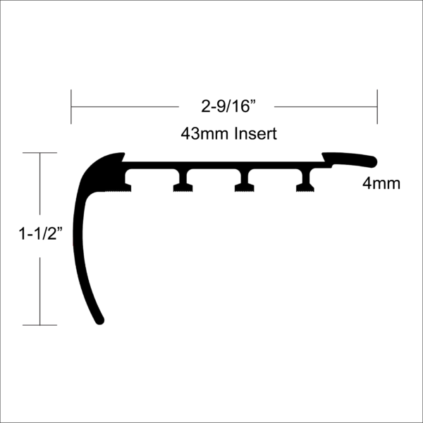 LVT 618 - 8MM LVT STAIR NOSING WITH EXTENDED LIP Diagram