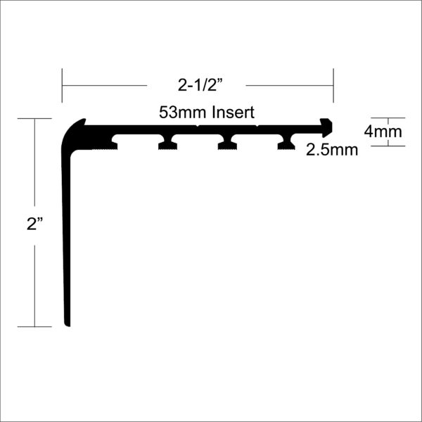 LVT 618 - 8MM LVT STAIR NOSING WITH EXTENDED LIP Diagram