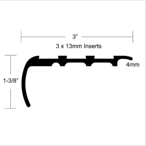 LVT 618 - 8MM LVT STAIR NOSING WITH EXTENDED LIP Diagram