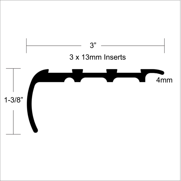 LVT 618 - 8MM LVT STAIR NOSING WITH EXTENDED LIP Diagram