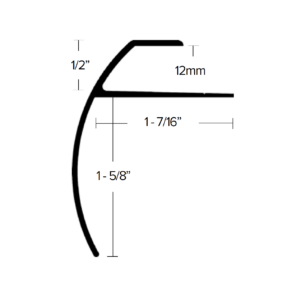 LVT 618 - 8MM LVT STAIR NOSING WITH EXTENDED LIP Diagram