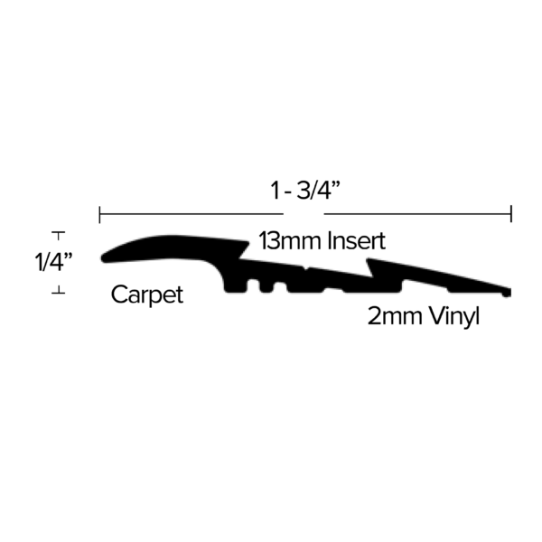 LVT 618 - 8MM LVT STAIR NOSING WITH EXTENDED LIP Diagram