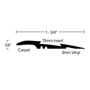 LVT 618 - 8MM LVT STAIR NOSING WITH EXTENDED LIP Diagram